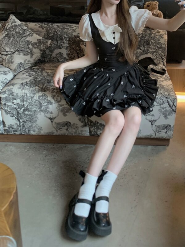 Alice Nocturne False Two Piece Black Dress