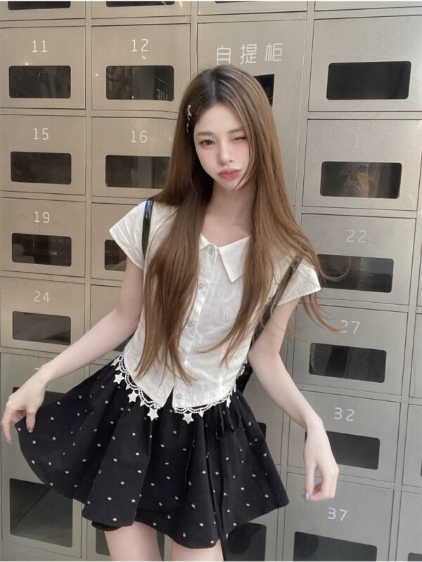 Star Set Shirt Half Skirt Two Piece