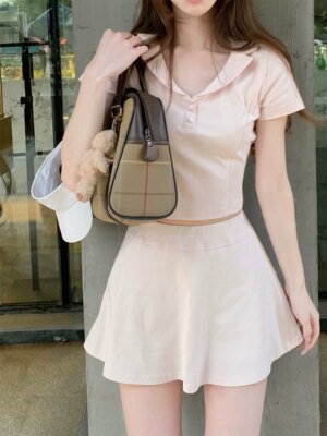Tennis girl two-piece t-shirt bustier