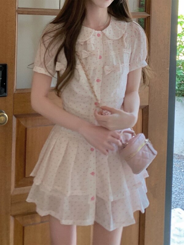 Sweetheart Waisted Shirt Polka Dot Dress