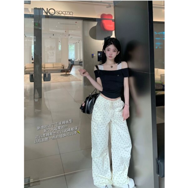 Dot Pants Straight Loose Casual Pants