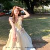Sunset Chrysanthemum Yellow Floral Dress