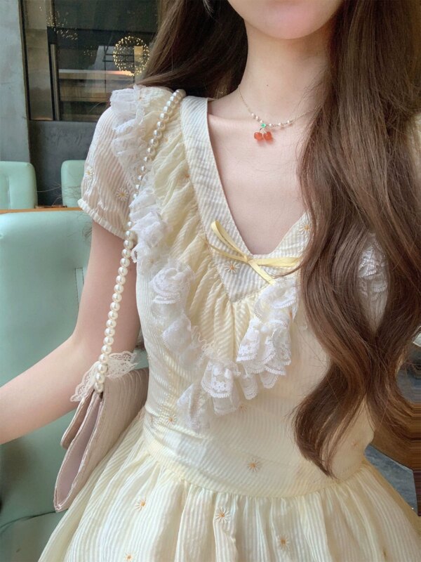 Sunset Chrysanthemum Yellow Floral Dress