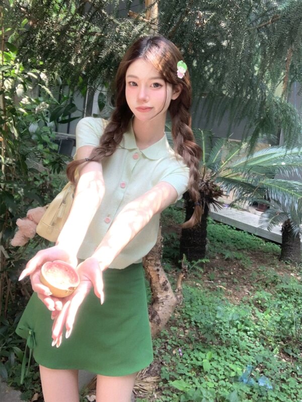 Apple Cider Skinny Knit Short Sleeve Top