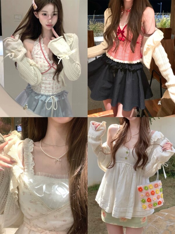 Apricot Cream Knit Cardigan Thin Jacket