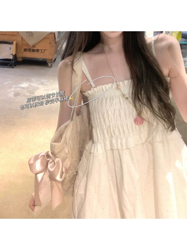Two Wear Polka Dot Dress Summer Short Sleeveless Halter Dresses