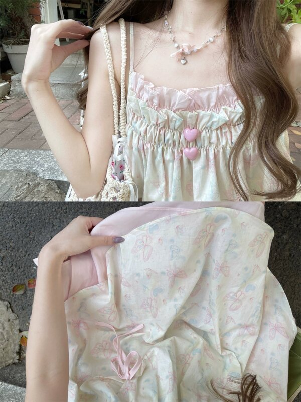 Butterfly Candy Crushed Floral Irregular Halter Dress
