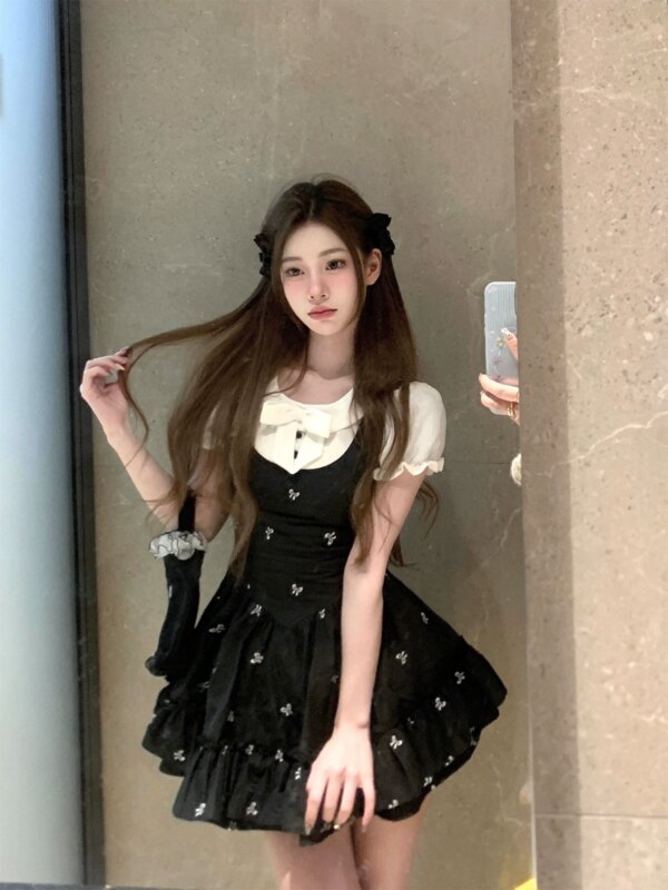 Alice Nocturne False Two Piece Black Dress
