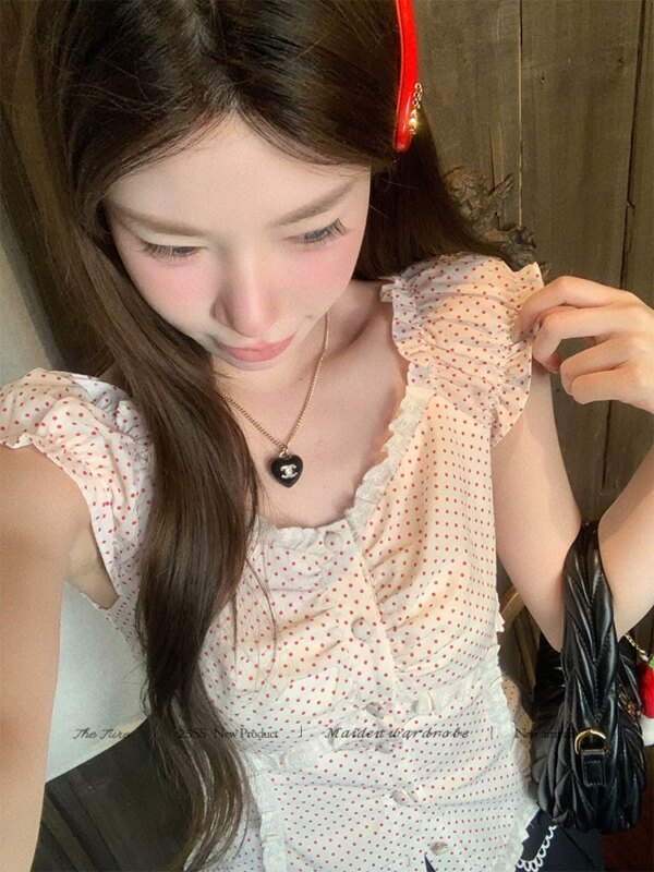 Sweet Lily Short Sleeve Polka Dot Shirt