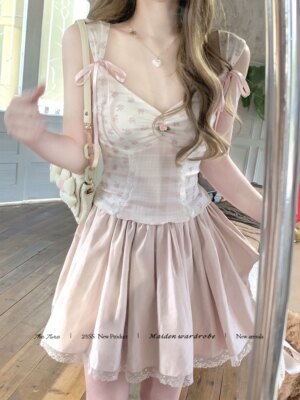 Little Flower Lust Camisole Tank Top Inside Self-Tie Breast Pad