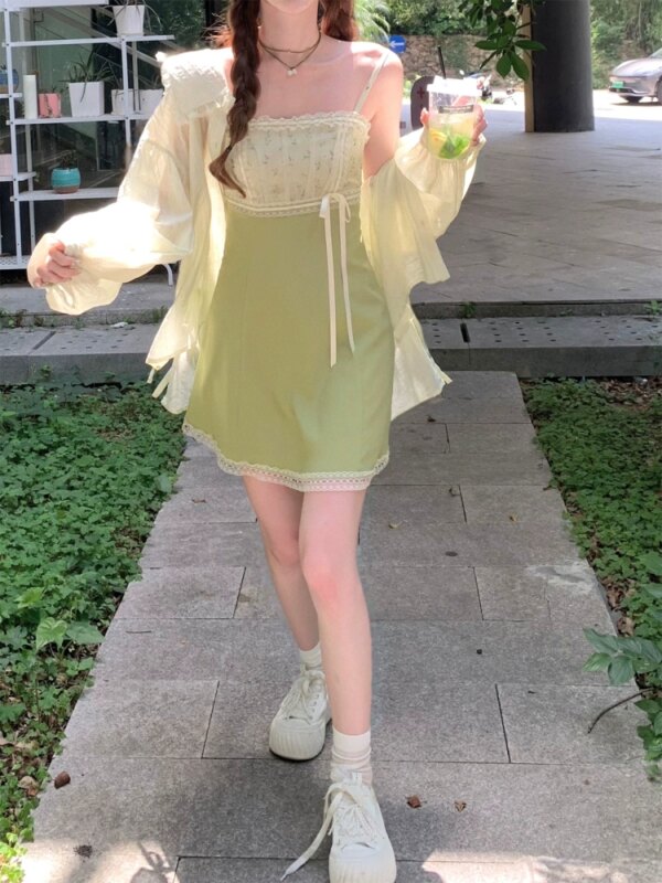 Asakusa Floral Affairs Waist-slimming Short Skirt Halter Dress