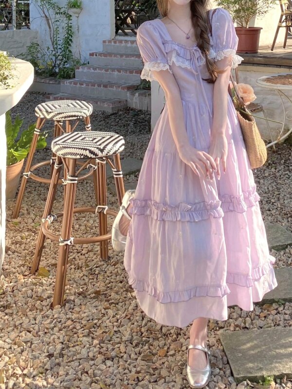 Tender Love Letter Purple Short Sleeve Waistless Dress