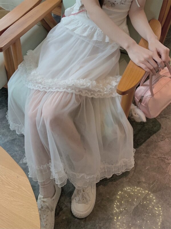 Sea Salt Foam Mesh Large Skirt Halter Dress