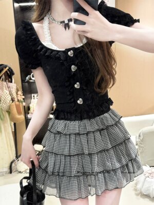 Showa Spice Set Top Halter Skirt False Two Piece