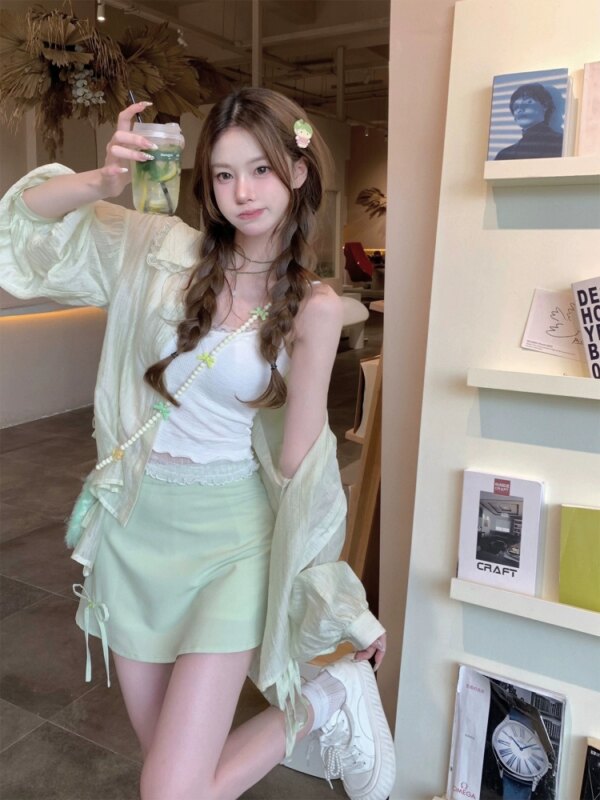 Midsummer Half Skirt Versatile High Waist A-line Skirt Short Skirt