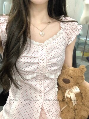 Sweet Lily Short Sleeve Polka Dot Shirt