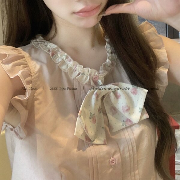 Sweetie Girlfriend Floral Shirt Sleeveless Top