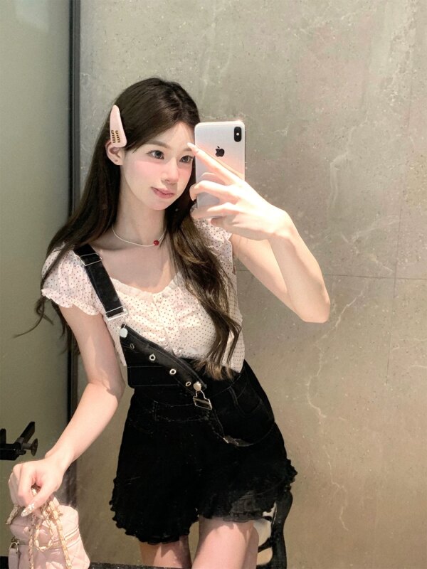 Sweet Lily Short Sleeve Polka Dot Shirt
