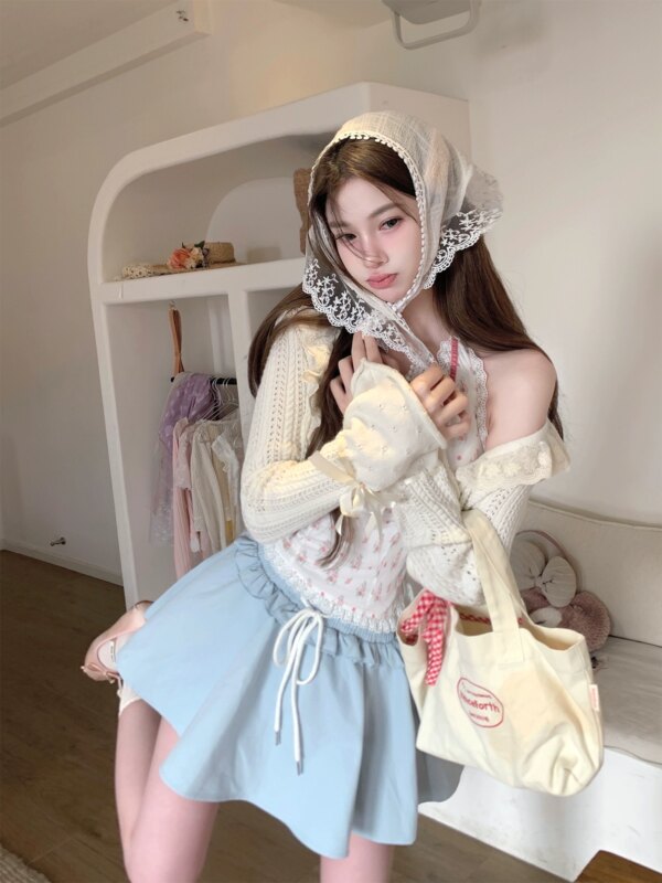 Apricot Cream Knit Cardigan Thin Jacket