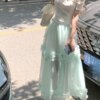 Sea Salt Foam Mesh Large Skirt Halter Dress