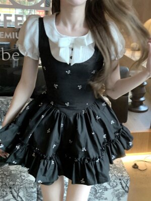 Alice Nocturne False Two Piece Black Dress