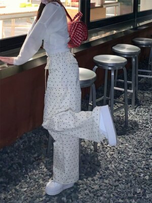 Dot Pants Straight Loose Casual Pants
