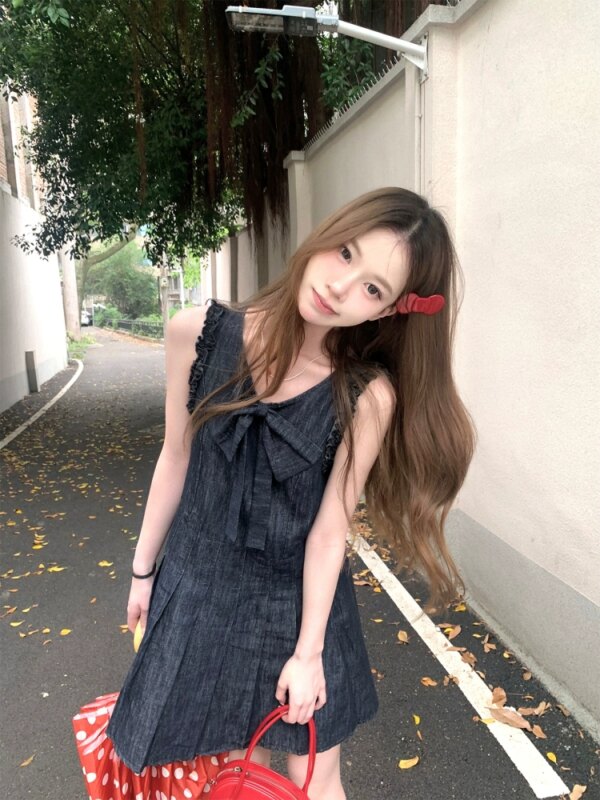 Commuter Denim Slim Waisted Vest Dress