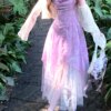 Cold Mist Purple Flower Crushed Tulle Halter Dress