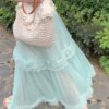 Sea Salt Foam Mesh Large Skirt Halter Dress