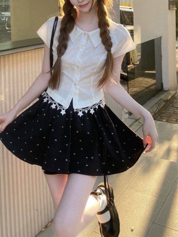 Star Set Shirt Half Skirt Two Piece