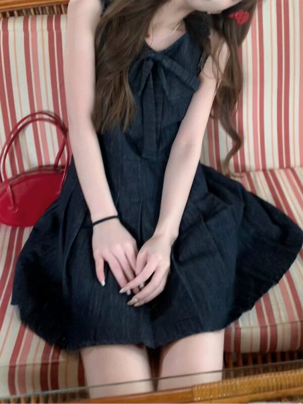 Commuter Denim Slim Waisted Vest Dress