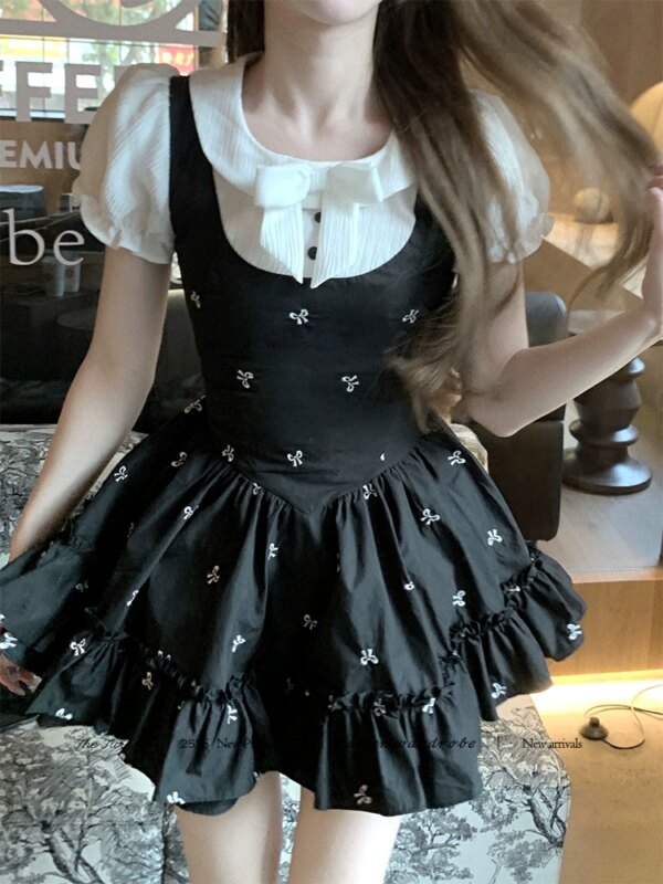 Alice Nocturne False Two Piece Black Dress