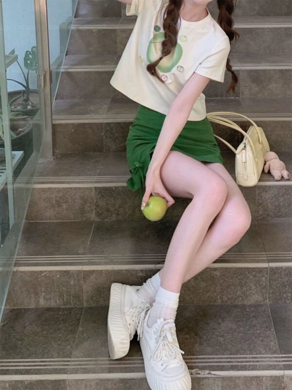 Midsummer Half Skirt Versatile High Waist A-line Skirt Short Skirt