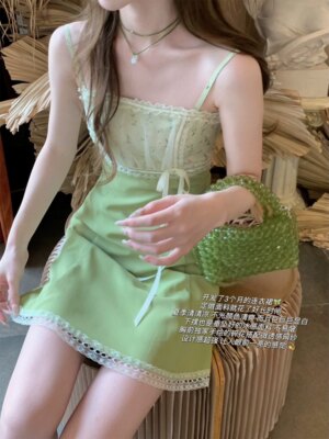 Asakusa Floral Affairs Waist-slimming Short Skirt Halter Dress